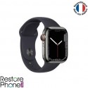 Apple Watch Series 7 GPS + Cellular 45 mm - Acier inoxydable Graphite - Bracelet sport Noir Grade A