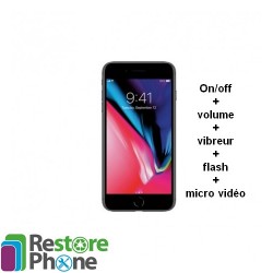 Réparation Bouton On/Off + volume + vibreur + Flash + Micro Vidéo iPhone 8